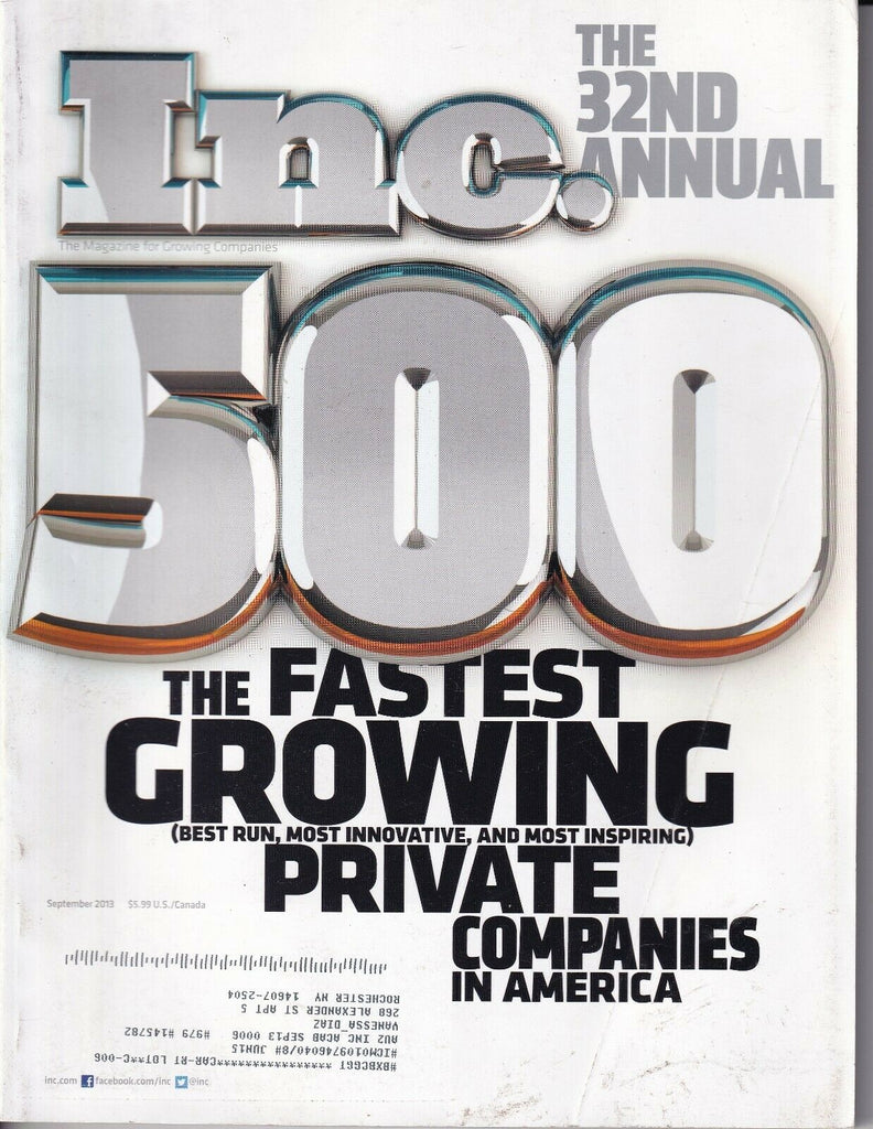 Inc. Magazine 500 Fastest Growing Private Companies September 2013 032019nonr