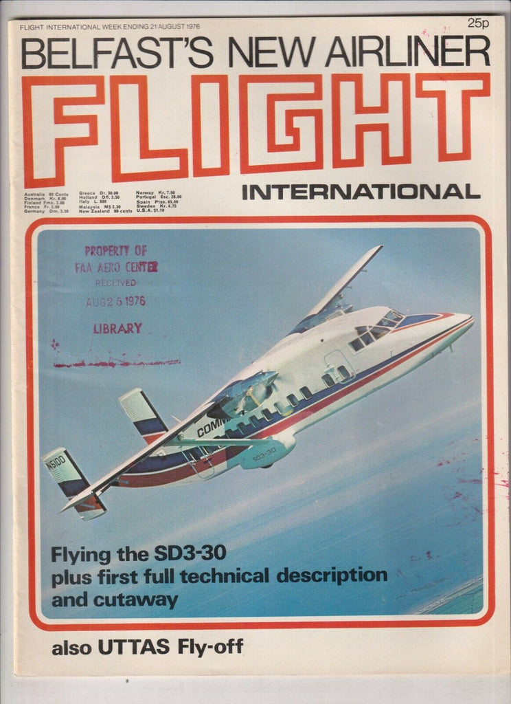 Flight International Mag Flying The SD3-30 August 21, 1976 022120nonr