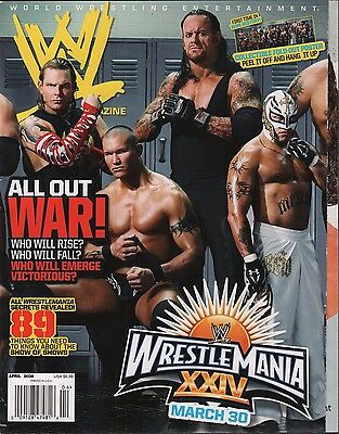 WWE Magazine Wrestlemania XXIV Batista, Cena, Undertaker w/Poster EX 011316DBE