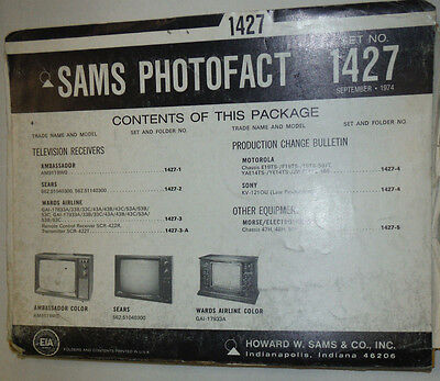Sams Photofact Magazine Ambassasdor & Motorola September 1974 No.1427 030315r