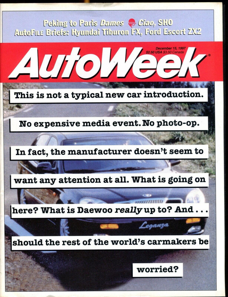 AutoWeek Magazine December 15 1997 Daewoo EX No ML 022817nonjhe