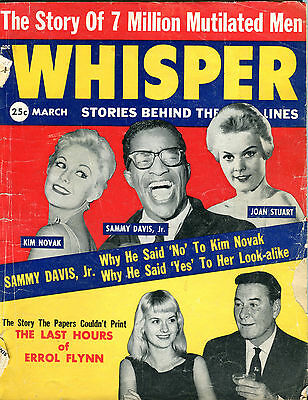 Whisper Magazine March 1960 Sammy Davis Jr. Kim Novak Errol Flynn GD 020516jhe
