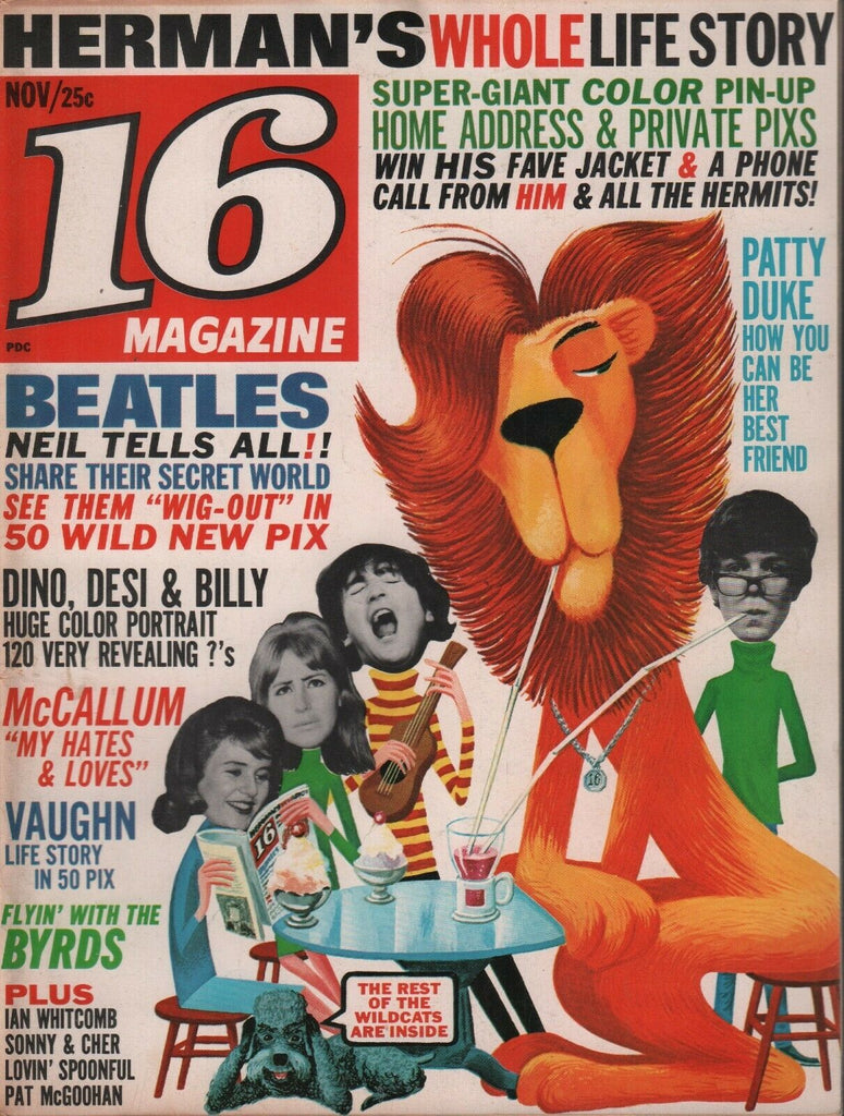16 Magazine November 1965 The Beatles Byrds Patty Duke Davy Jones 093019AME3