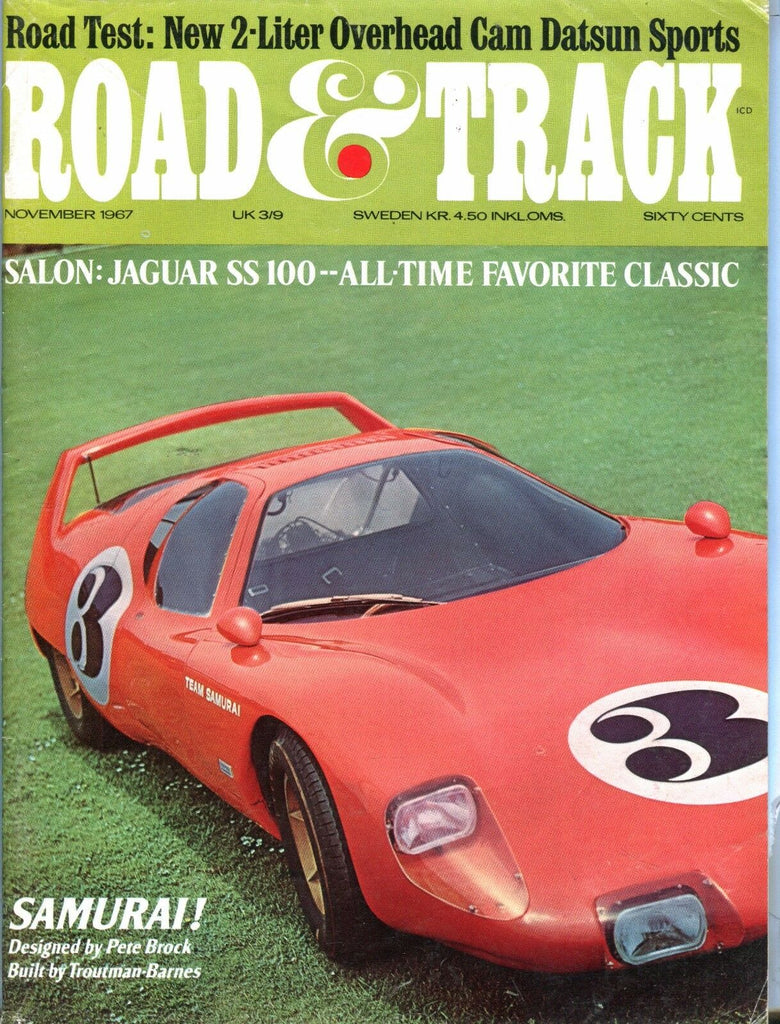 Road & Track Magazine November 1967 Samurai Pete Brock VG No ML 031617nonjhe