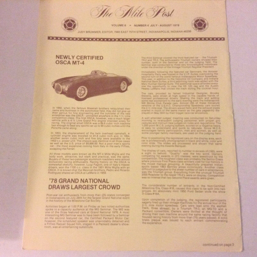 The Mile Post Magazine New OSCA Mt-4 Grand Nats July/August 1978 052817nonrh