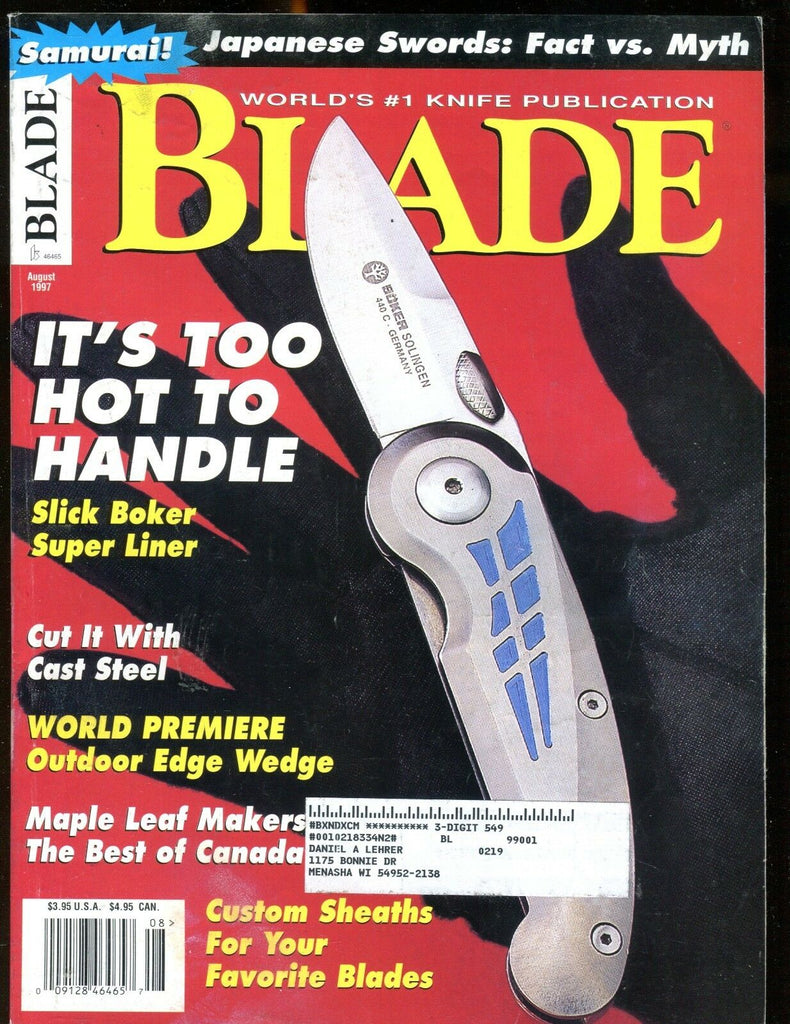 Blade Magazine August 1997 Japanese Swords EX w/ML 012417jhe