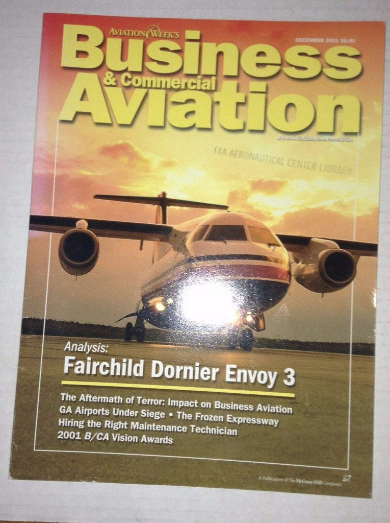 Business & Commercial Aviation Magazine Fairchild December 2001 FAA FAL 111716RH