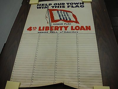 WWI Poster Help Our Town Win This Flag Original 4th Liberty Loan 27x20" UN-USED