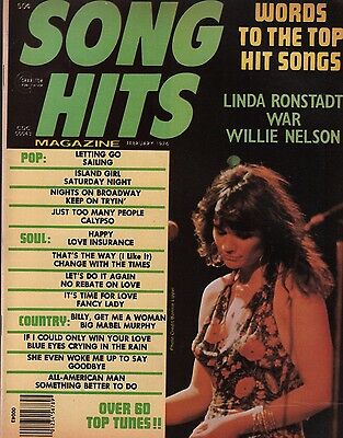 Song Hits Magazine February 1976 Willie Nelson , Linda Ronstadt EX 112015DBE