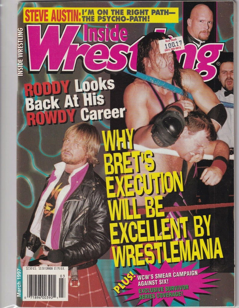 Inside Wrestling Magazine Roddy Piper Bret Hart Stone Cold March 1997 060319nonr