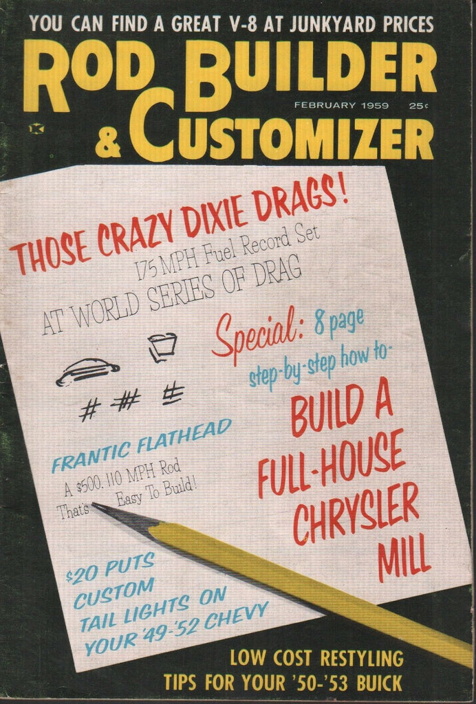 Rod Builder & Customizer Vintage Magazine February 1959 Chrysler Mill 121518AME