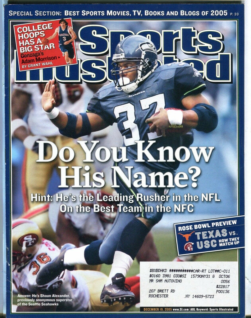 Sports Illustrated Magazine Dec. 19 2005 Shaun Alexander EX w/ML 030817nonjhe