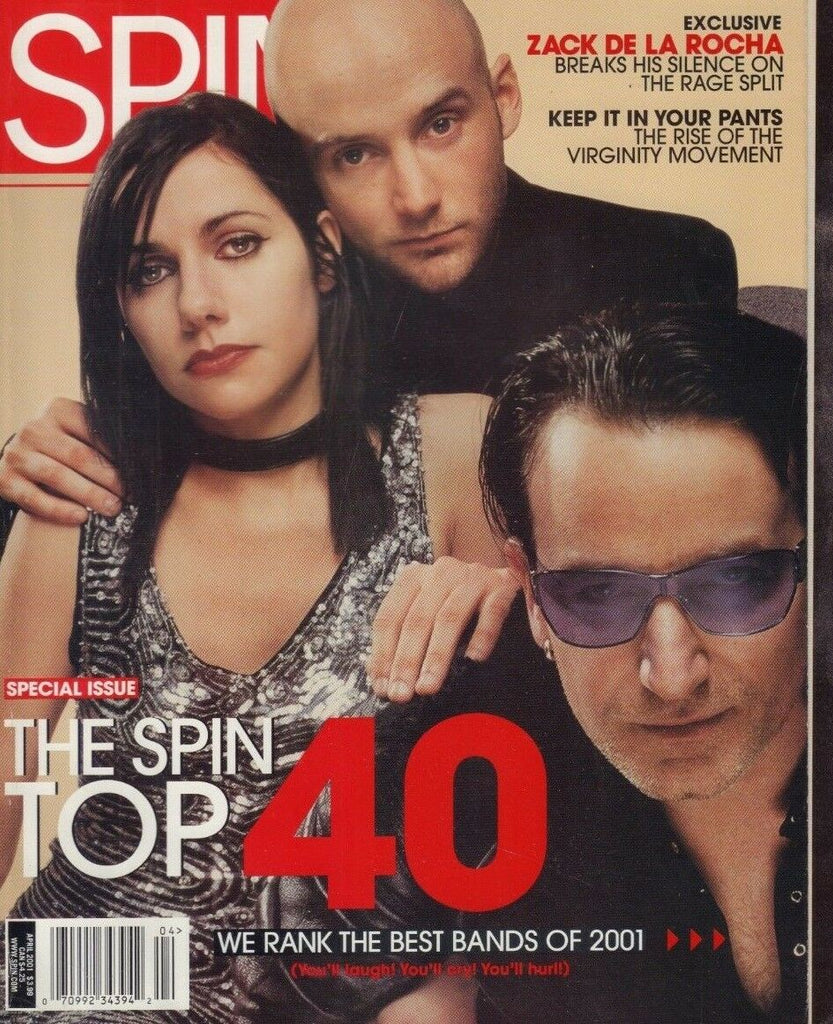 Spin April 2001 Spin top 40 U2 Zack De La Rocha Radiohead Mos Def 011519DBE