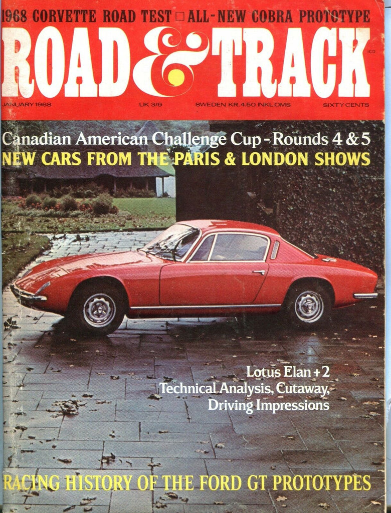 Road & Track Magazine January 1968 Lotus Elan +2 VG No ML 031617nonjhe