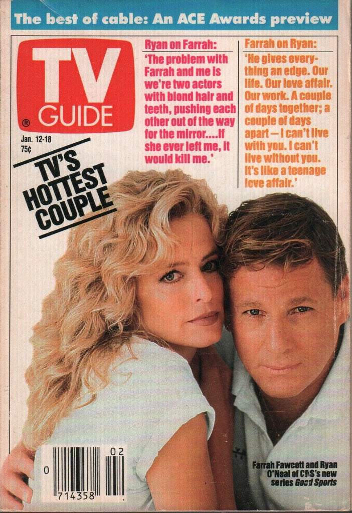 TV Guide January 12-18 1991 Farrah Fawcett Ryan O'Neal Good Sports 022120AME