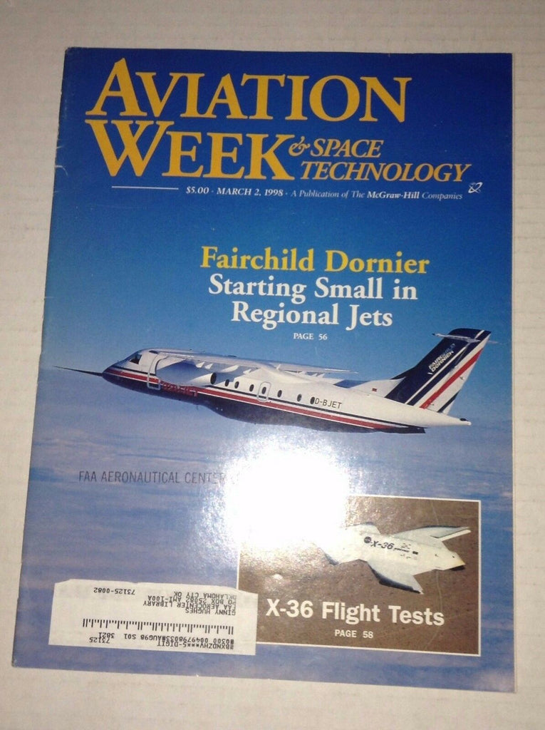 Aviation Week Magazine Fairchild Dornier March 2, 1998 FAL 111716RH