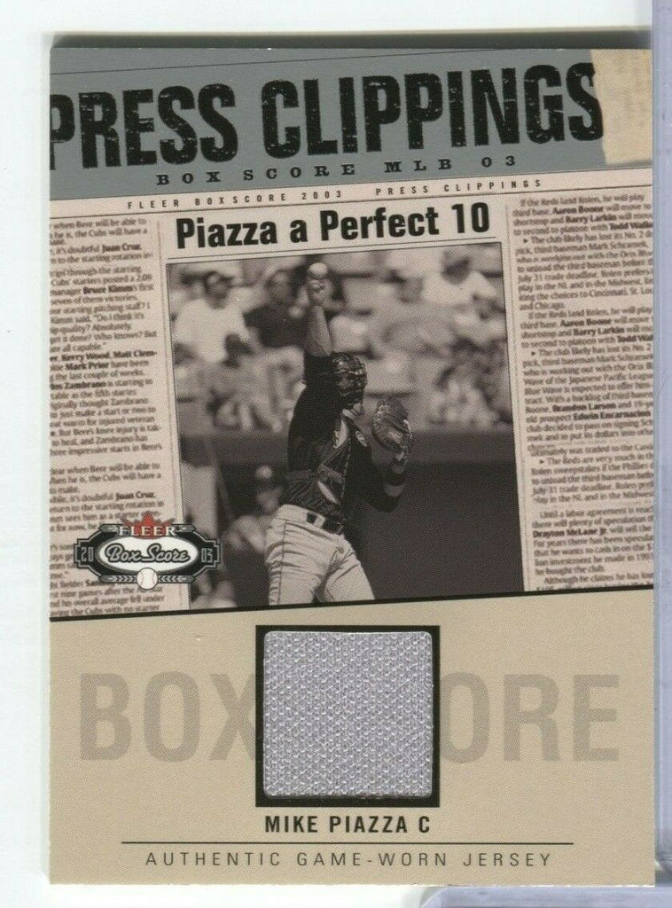 Mike Piazza C box Score Fleer Jersey Card 2003 MP-PC 100219DBCD2