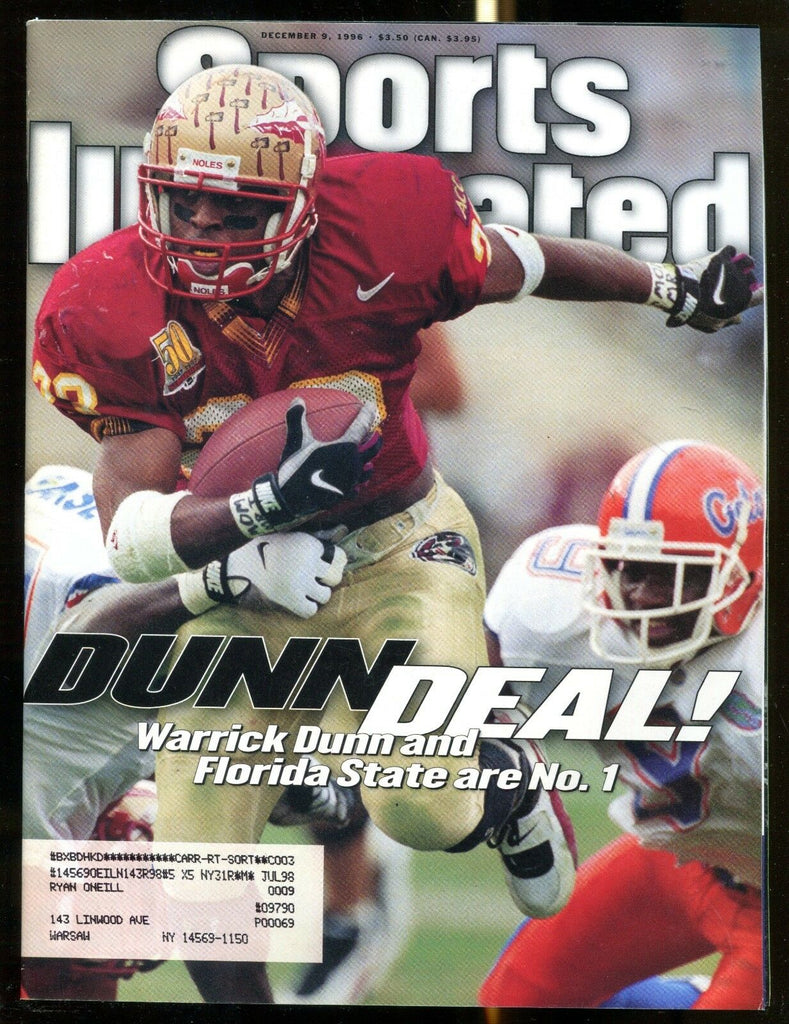 Sports Illustrated Magazine December 9 1996 Warrick Dunn EX w/ML 122816jhe