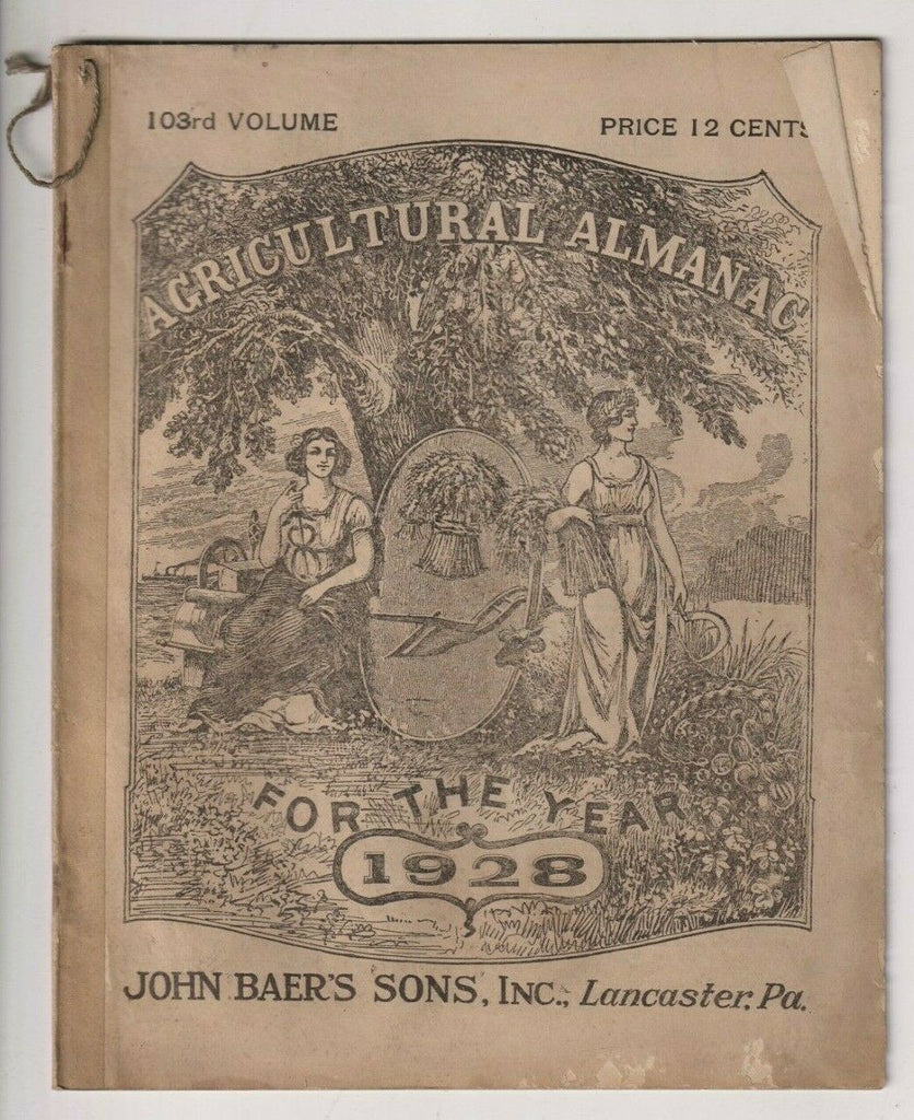 Agriculture Almanac John Baer's Sons Lancaster, PA 103rd Volume 1928 022420nonr