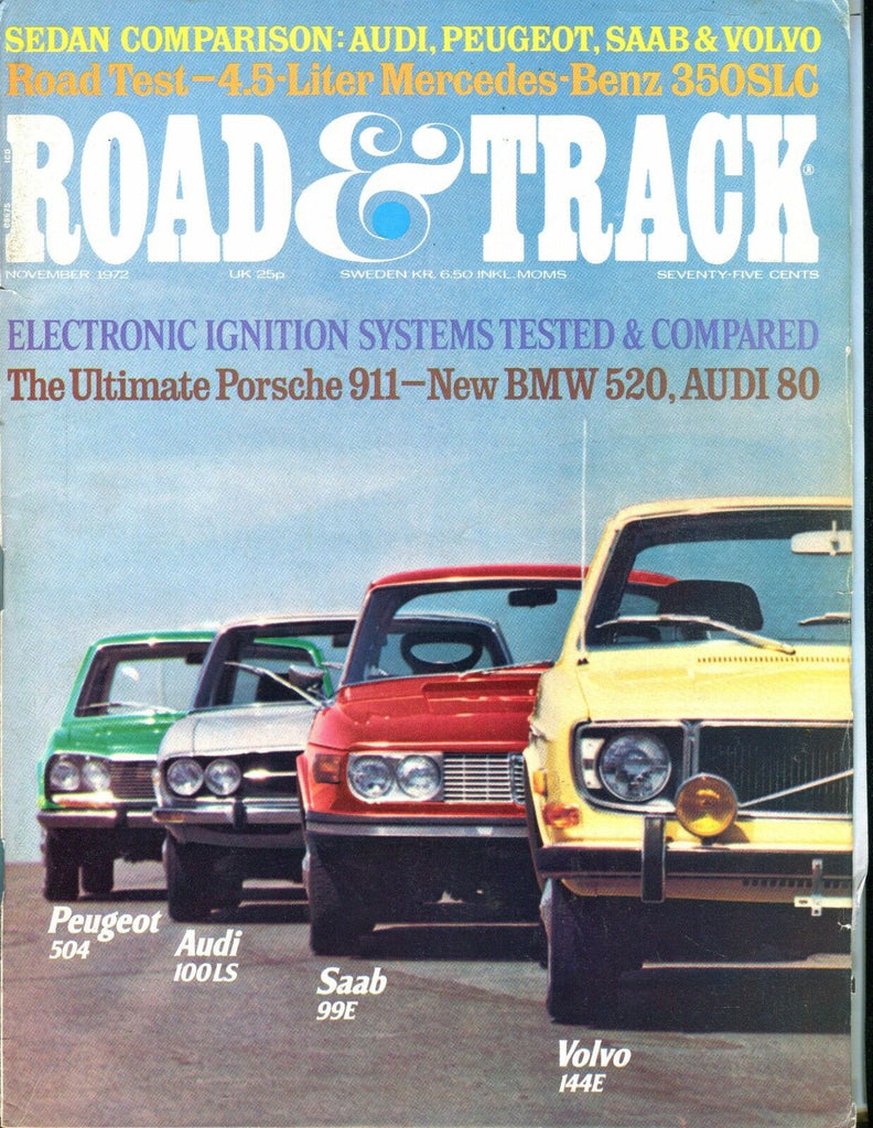 Road & Track Magazine November 1972 Peugeot 504 VGEX No ML 042417nonjhe
