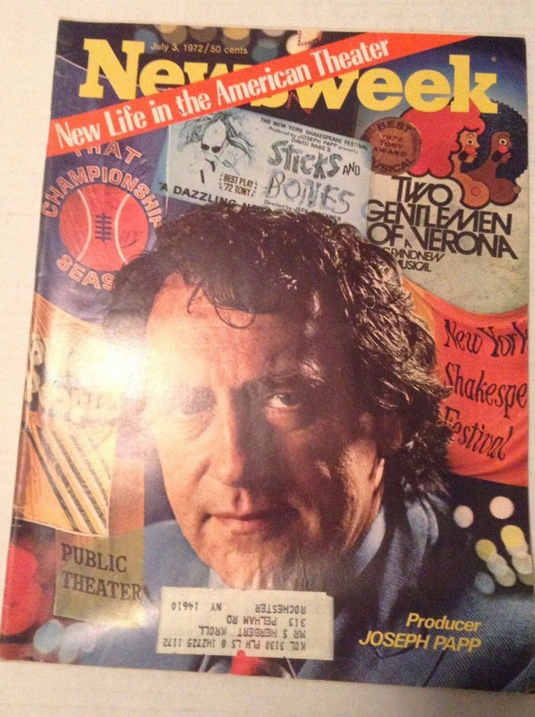 Newsweek Magazine Joseph Papp July 3, 1972 102016RH