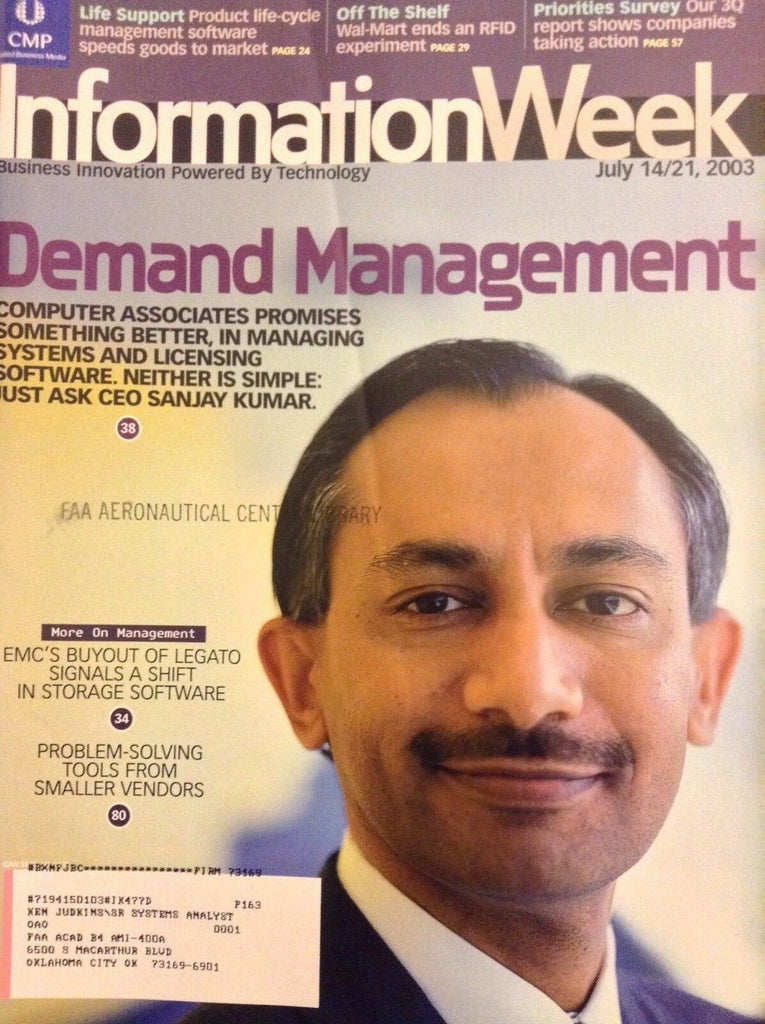 Information Week Magazine CEO Sanjay Kumar July 14/21, 2003 VG 051018nonrh