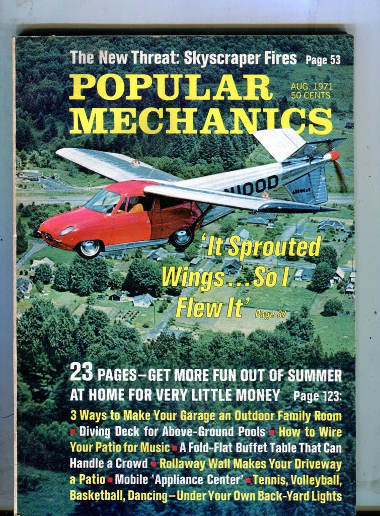 Popular Mechanics Magazine August 1971 Flying Car 062717nonjhe