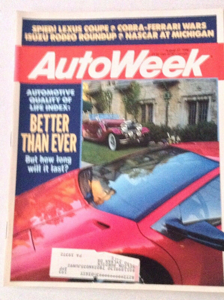 Autoweek Magazine Lexus Coupe Cobra Ferrari Wars August 27, 1990 011617rh