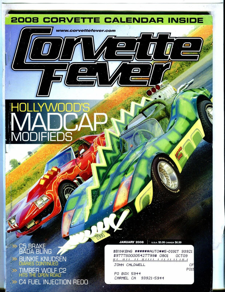 Corvette Fever Magazine January 2008 Madcap Modifieds VGEX w/ML 042517nonjhe