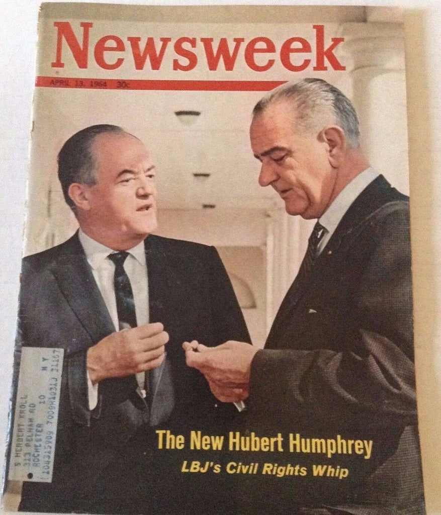 Newsweek Magazine New Hubert Humphrey Lyndon B Johnson April 13, 1964 101216R