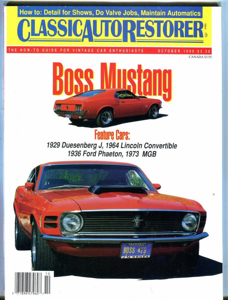 Classic Auto Restorer Magazine October 1990 Boss Mustang EX 042717nonjhe