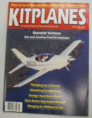 Kitplanes Magazine Questair Venture & Modeling Confidence March 1989 051115R