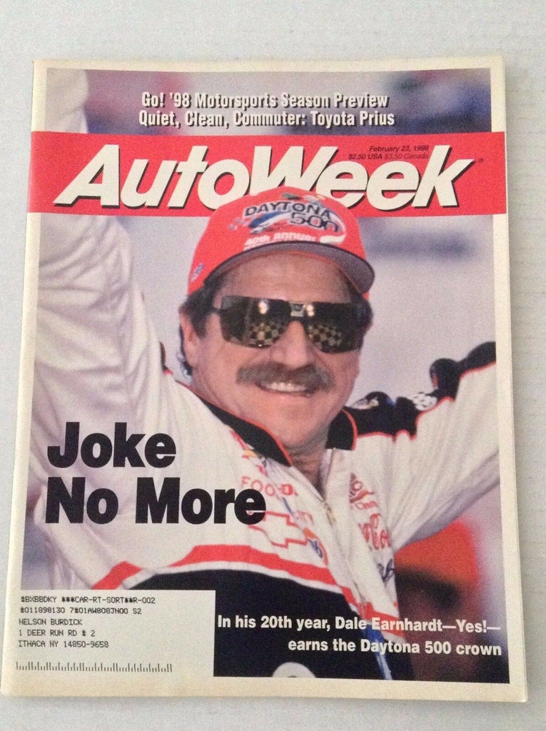 Autoweek Magazine Dale Earnhardt Daytona 500 Crown February 23, 1998 020617RH