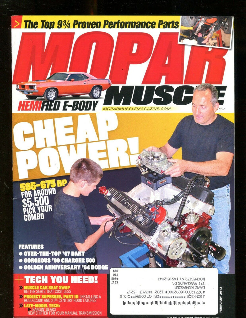 Mopar Muscle Magazine February 2012 Cheap Power! EX w/ML 011717jhe