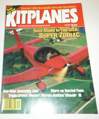 Kitplanes Magazine Super Zodiac & Triple Crown Winner December 1992 080514R1