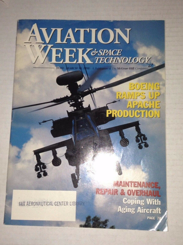 Aviation Week Magazine Boeing Ramps Up Apache March 30, 1998 FAL 111716RH