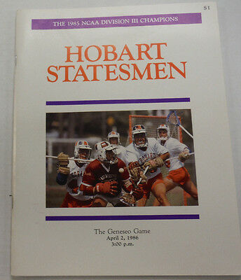 Hobart Statesmen Magazine The Geneseo Game April 2, 1986 100214R1