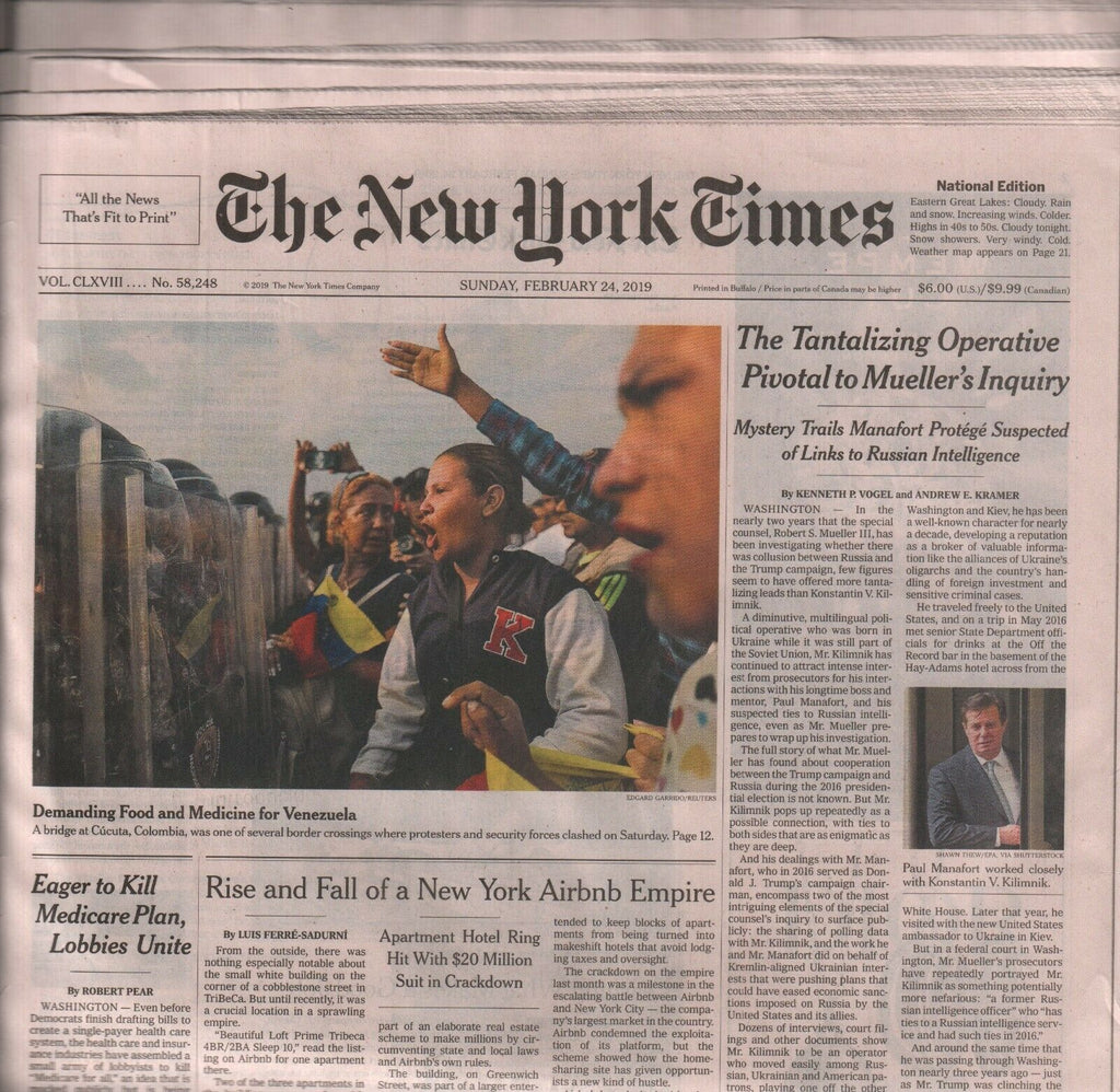 New York Times February 24 2019 Robert Muller Inquiry Donald Trump 010220AME
