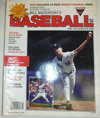 Bill Mazeroski Baseball OS Magazine Dwight Gooden Jimmy Key August 1994 060315R2