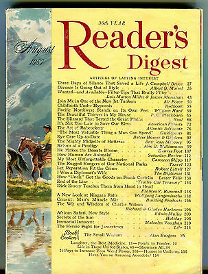 Reader's Digest Magazine August 1957 EX 030716jhe