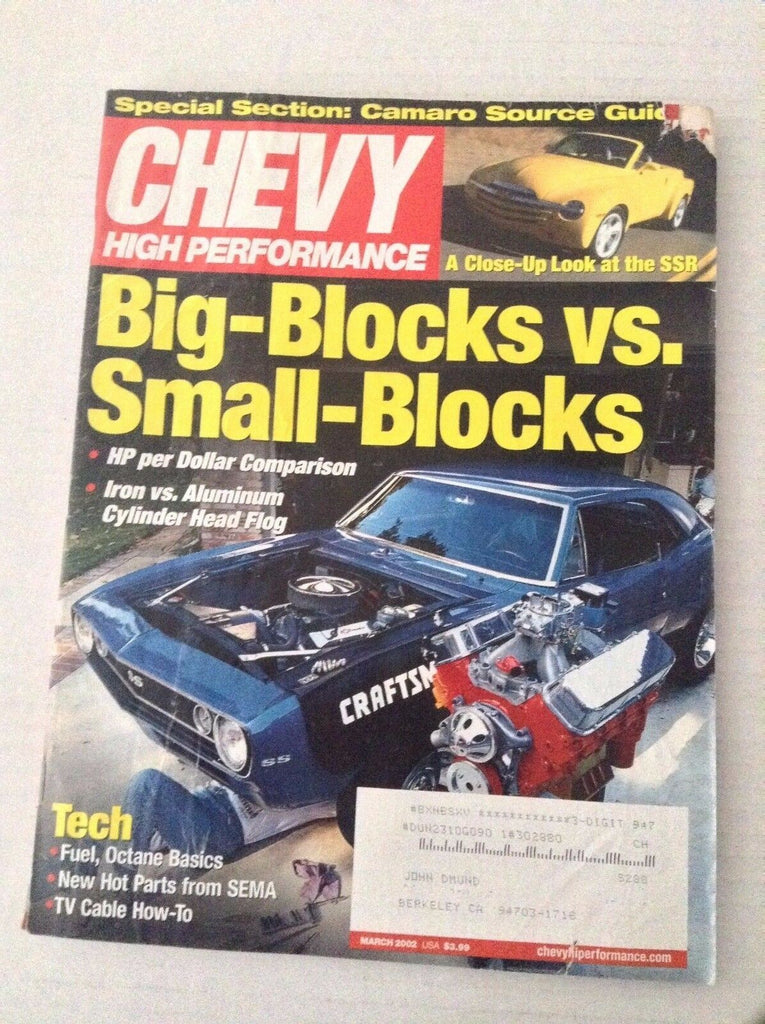 Chevy High Performance Magazine Big Block Vs Small March 2002 031417NONRH
