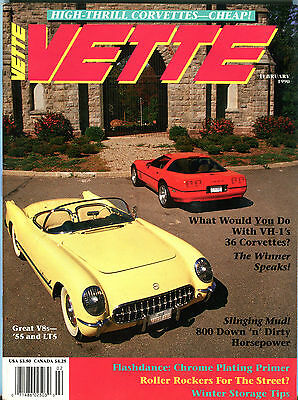 Vette Magazine Febraury 1990 Corvette Great V8s '55 LT5 EX 021216jhe
