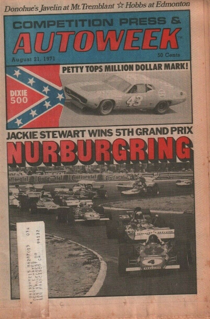 Autoweek August 21 1971 Richard petty Jackie Stewart w/ML 032719DBE