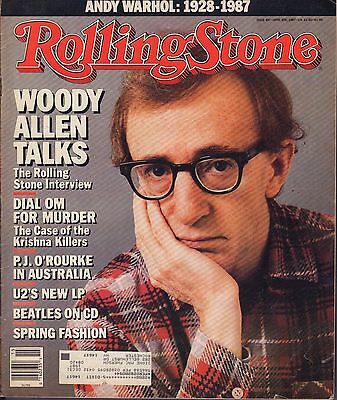 Rolling Stone April 9 1987 Andy Warhol,Woody Allen w/ML VG 082916DBE