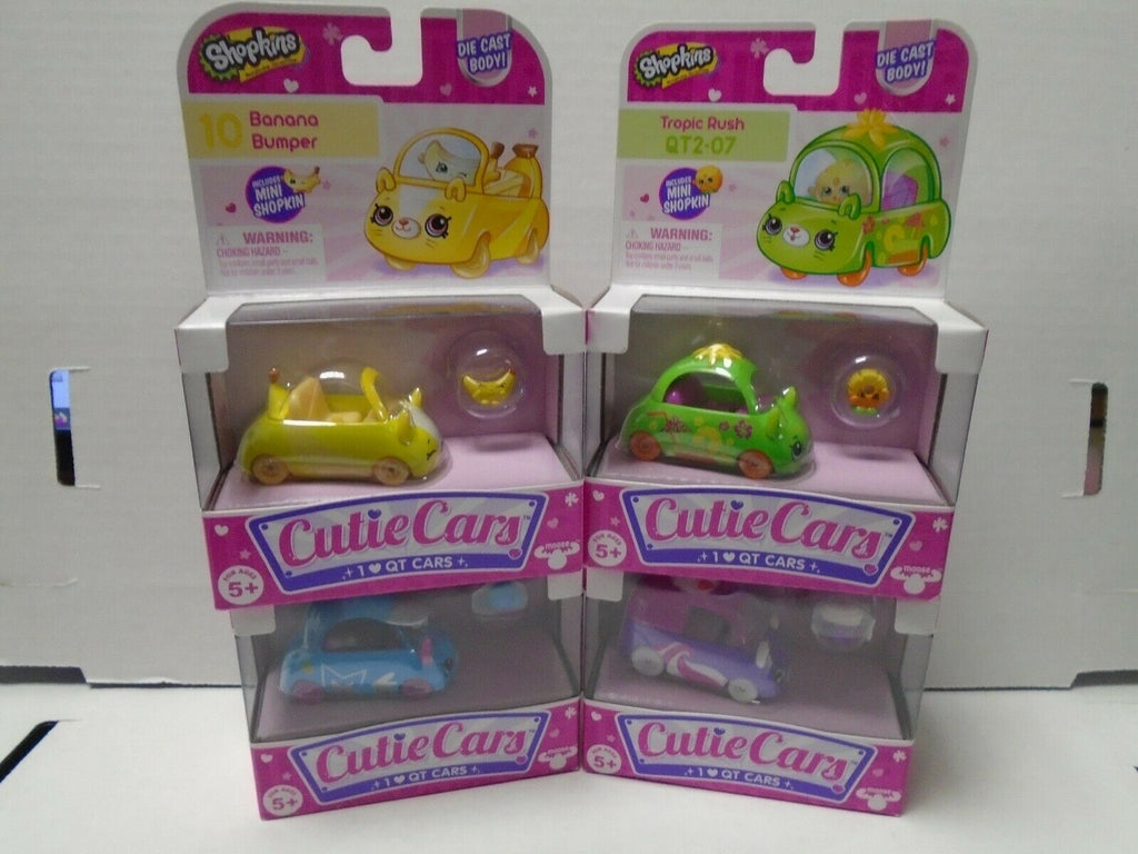 Cutie Cars Shopkins Lot of 4 Yo Go-Cart Banana Bumper Tropic Rush 013020AMT
