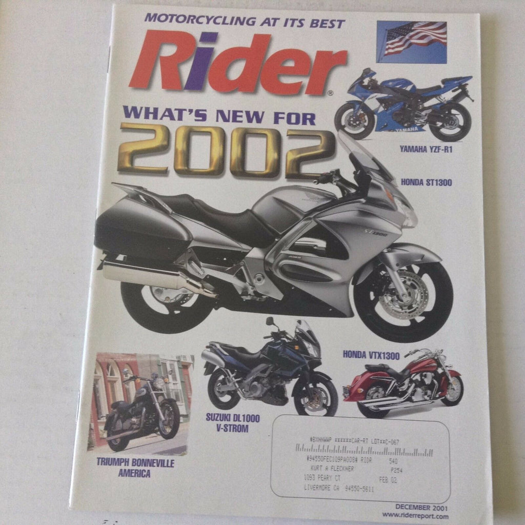 Rider Magazine Yamaha YZF-R1 Honda ST1300 December 2001 060117nonrh2