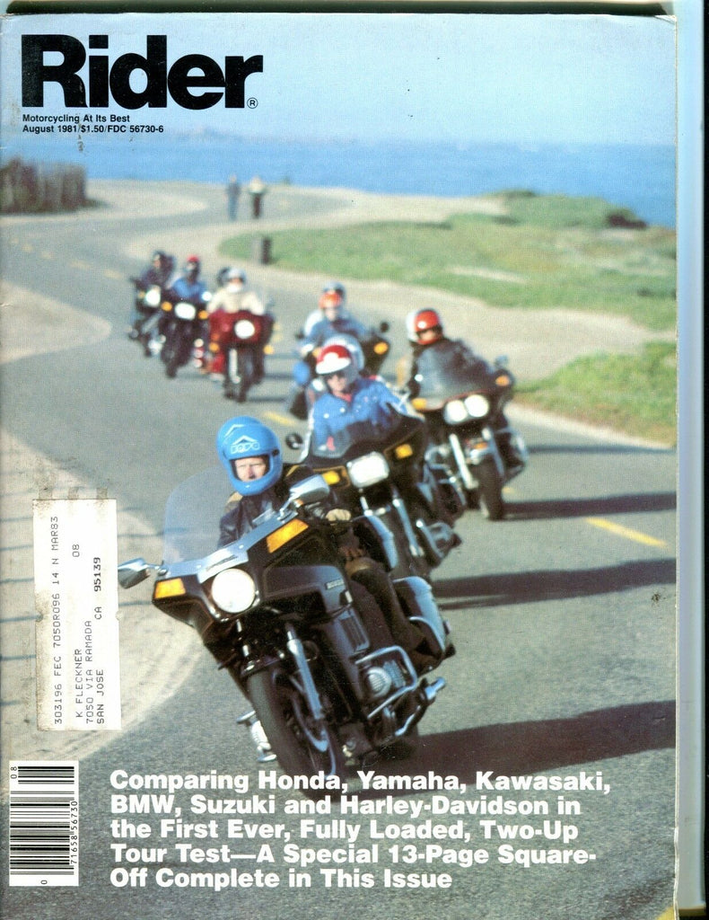 Rider Magazine August 1981 Honda Yamaha EX w/ML 050817nonjhe
