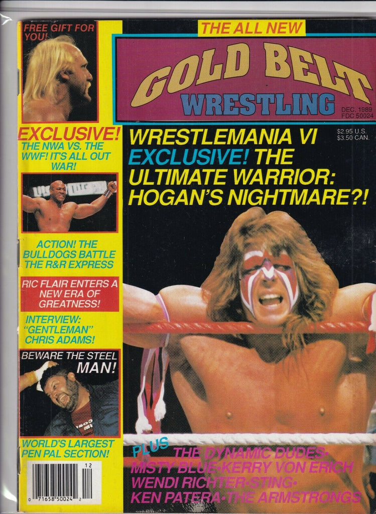 Gold Belt Wrestling Ultimate Warrior R&R Express December 1989 092319nonr