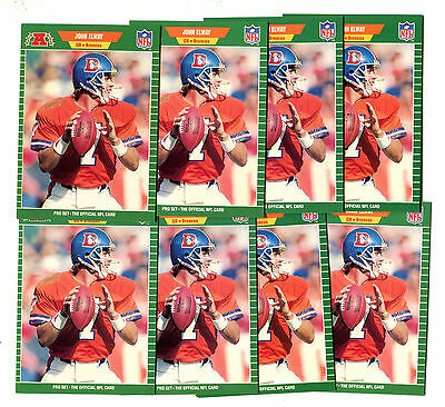 1989 Pro Set #100 John Elway Broncos Lot of 8 Nice Cards jh18
