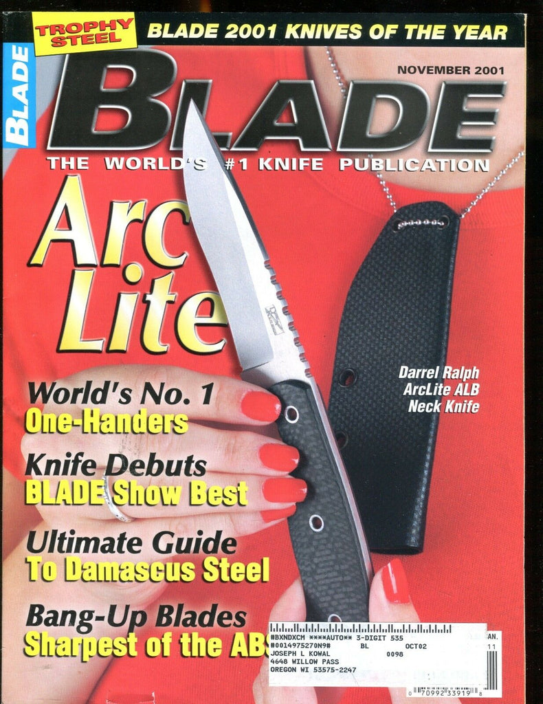 Blade Magazine November 2001 Darrel Ralph ArcLite EX w/ML 012417jhe